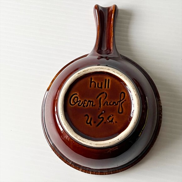 Vintage Hull Oven Proof USA Brown Drip Glaze Soup Bowls Crocks & Lids Set of 5 - Picture 3 of 5